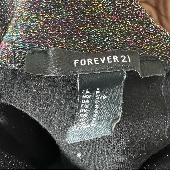 Forever 21 Mini Skirt Womens S Black Multicolor Sparkly Glitter A-Line Rave - Picture 3 of 4